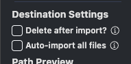 Saved import settings